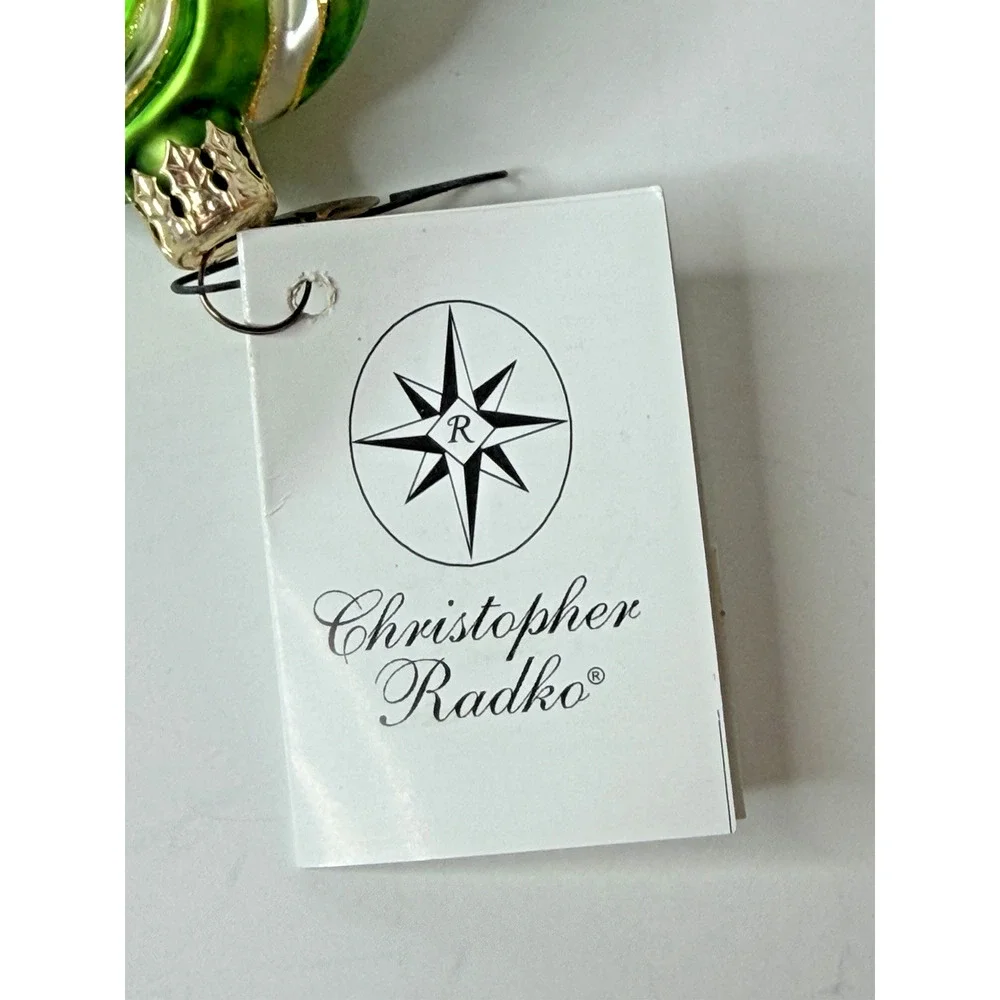 Christopher Radko Ribbon Ring Ding Glass Ornament 2001 Poland NWT Tag & Box